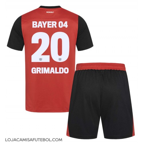 Camisa de Futebol Bayer Leverkusen Alejandro Grimaldo #20 Equipamento Principal Infantil 2024-25 Manga Curta (+ Calças curtas)